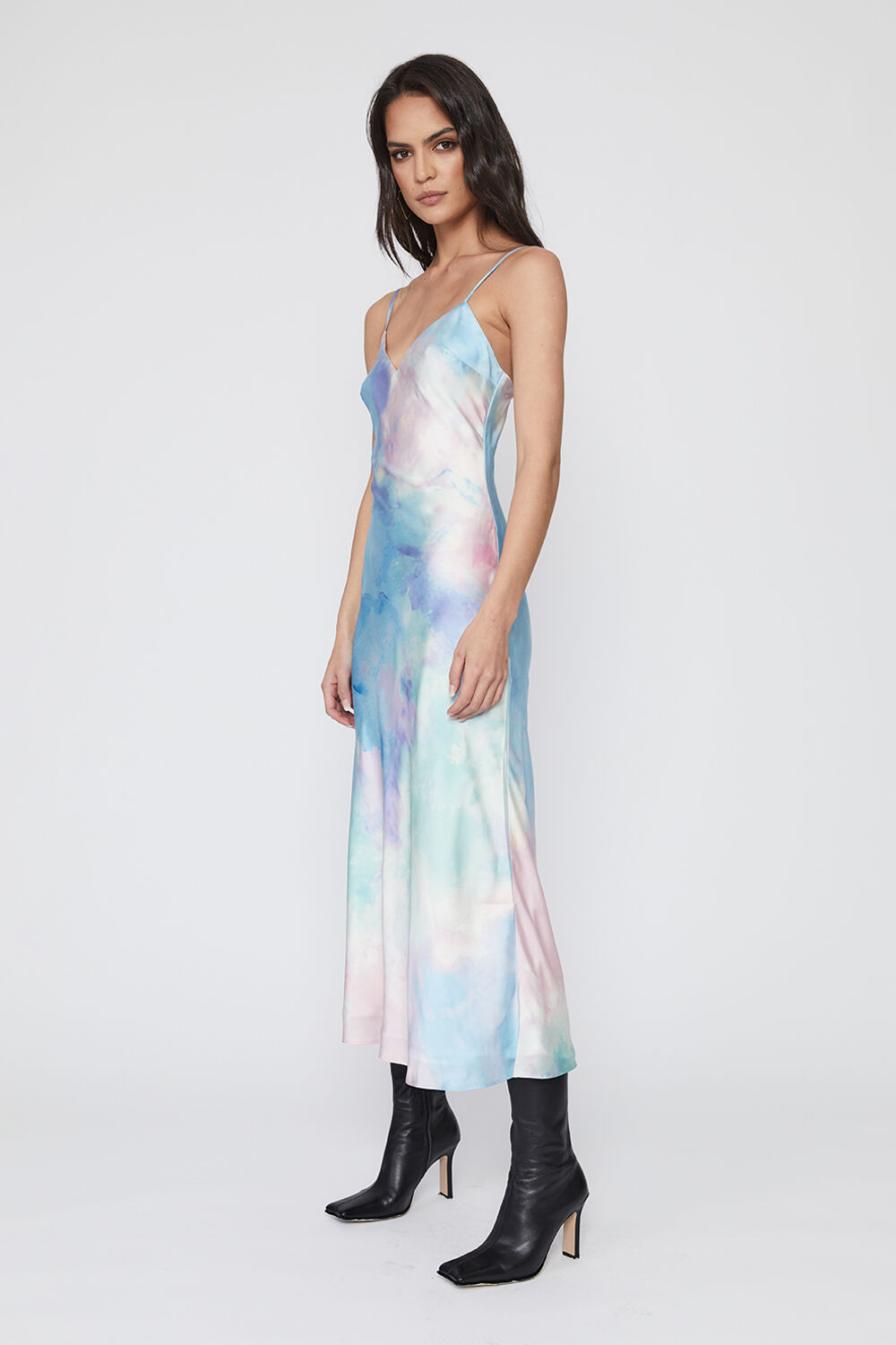 Tie dye silk slip dress shop