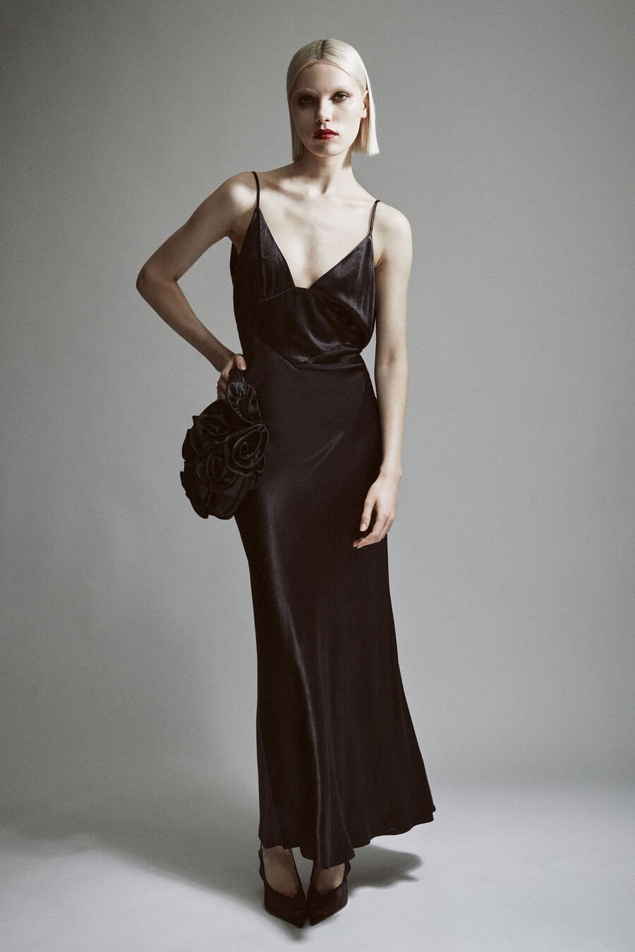 CAPRI SLIP DRESS in colour BLACK