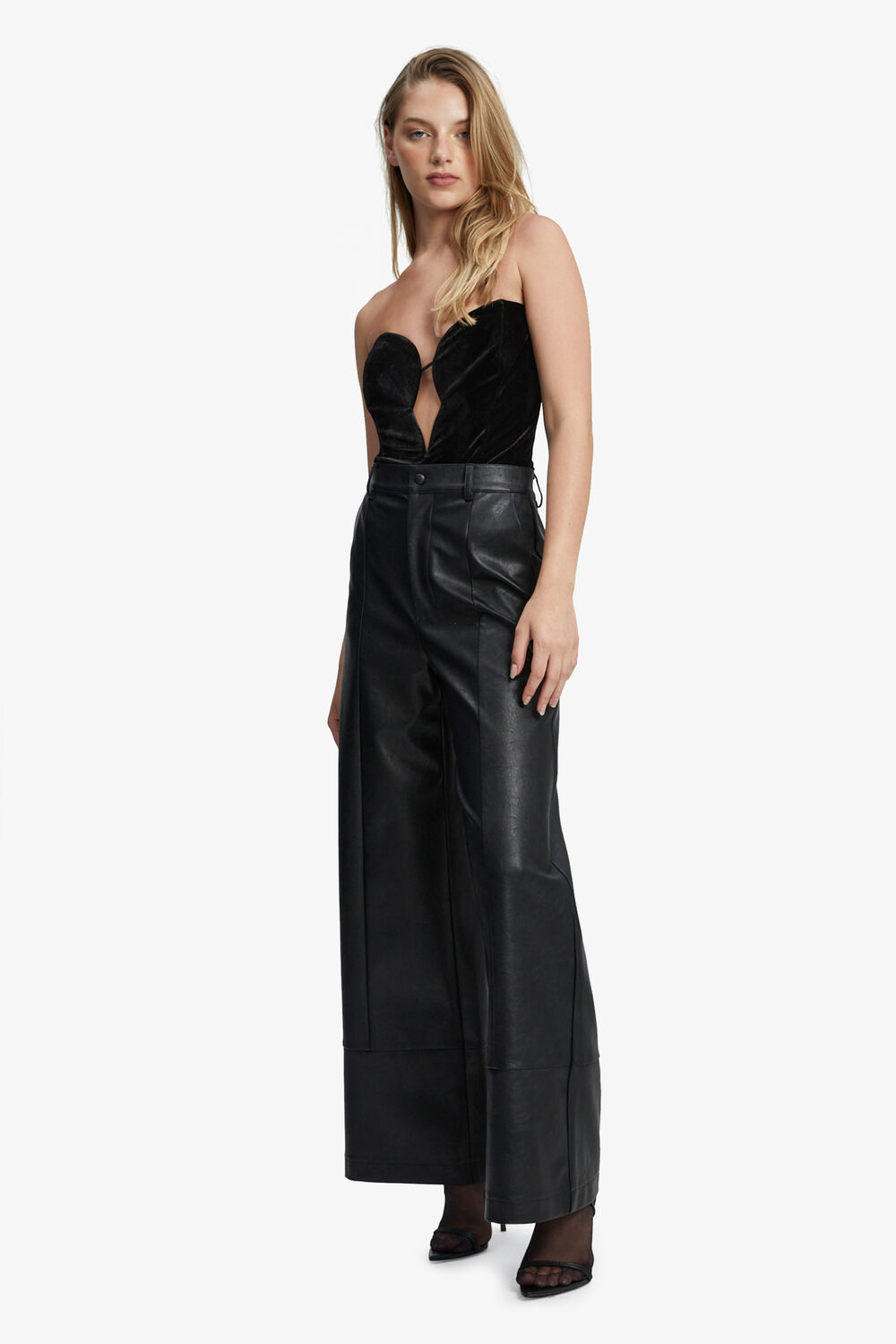 ELENI VELOUR BODYSUIT in colour CAVIAR