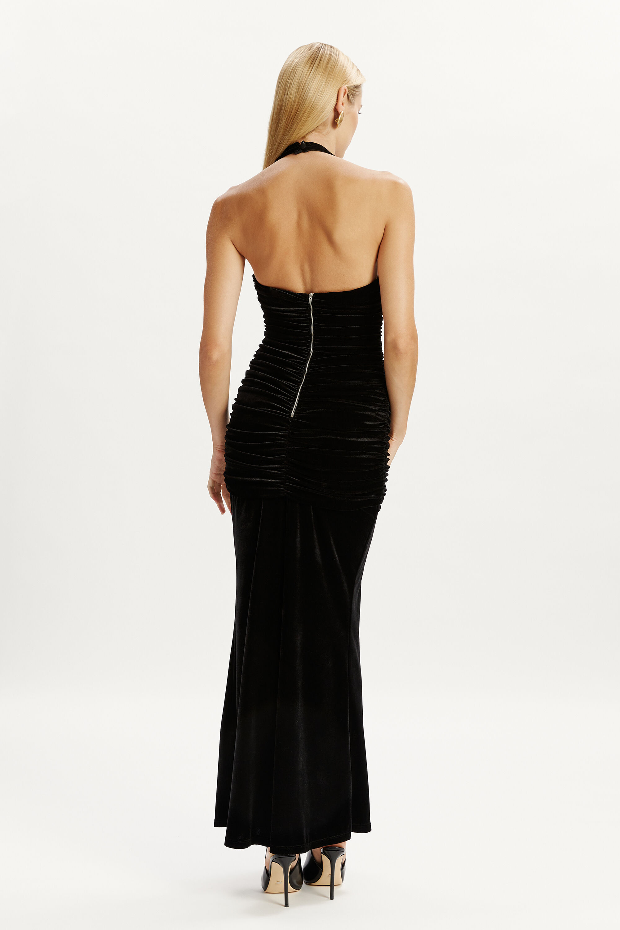 Elvira Halter Maxi Dress In Black | Bardot