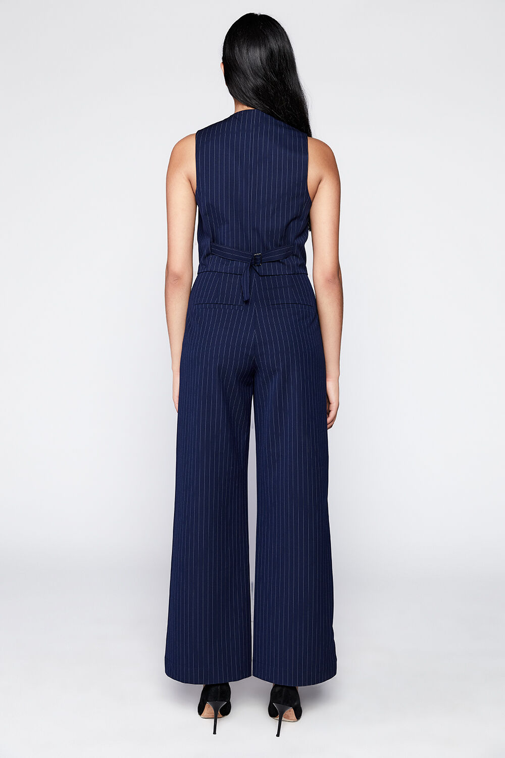 CALLISTA PIN STRIPE VEST in colour PEACOAT