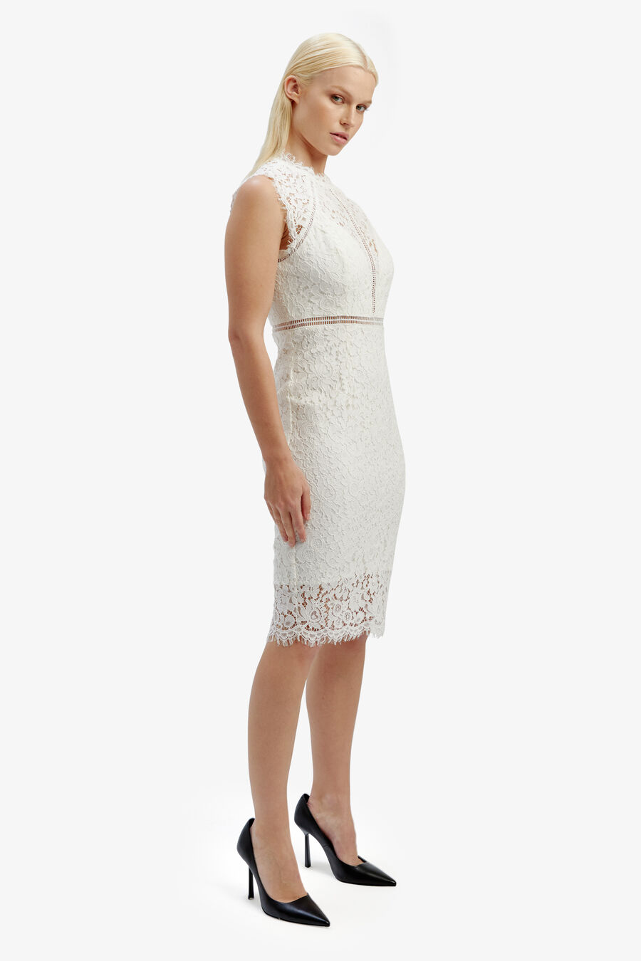 LACE PANEL DRESS in colour ORCHIDWHT