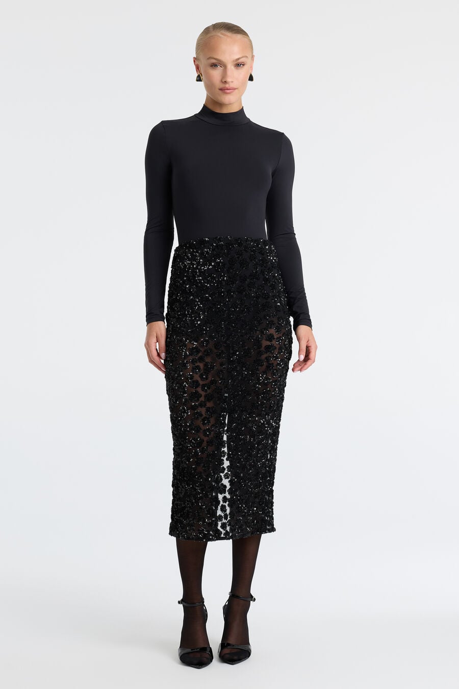 Sienna Sheer Sequin Midi Skirt