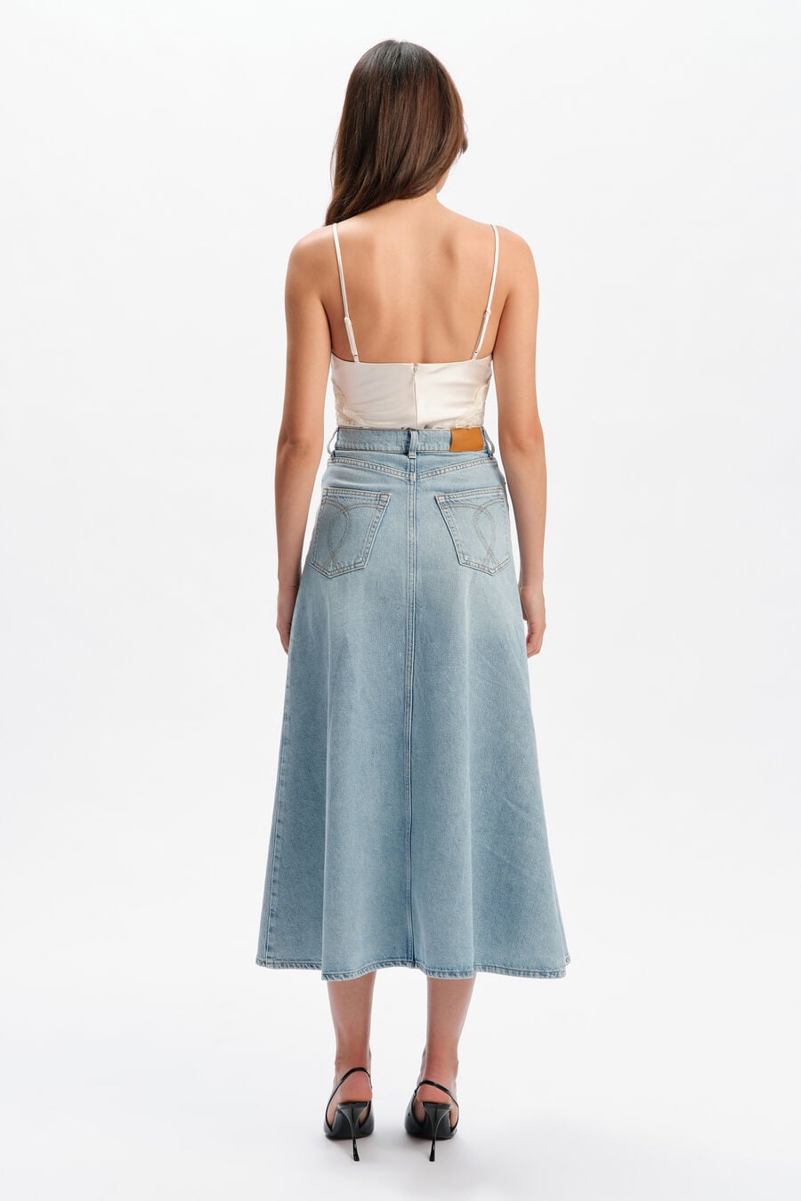 030 Denim Midi Skirt