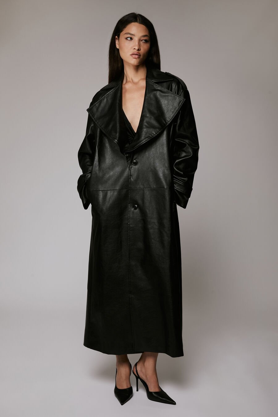 Reilia Vegan Leather Coat