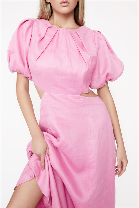 MALINA MIDI DRESS in colour FUCHSIA PURPLE