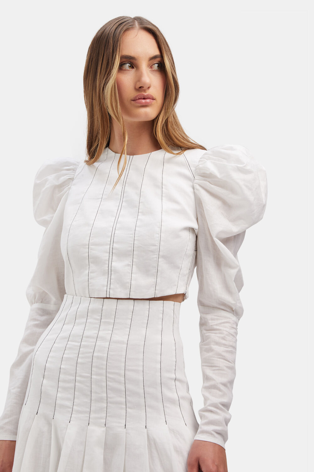 ZETA PUFF SLEEVE TOP in colour BRIGHT WHITE