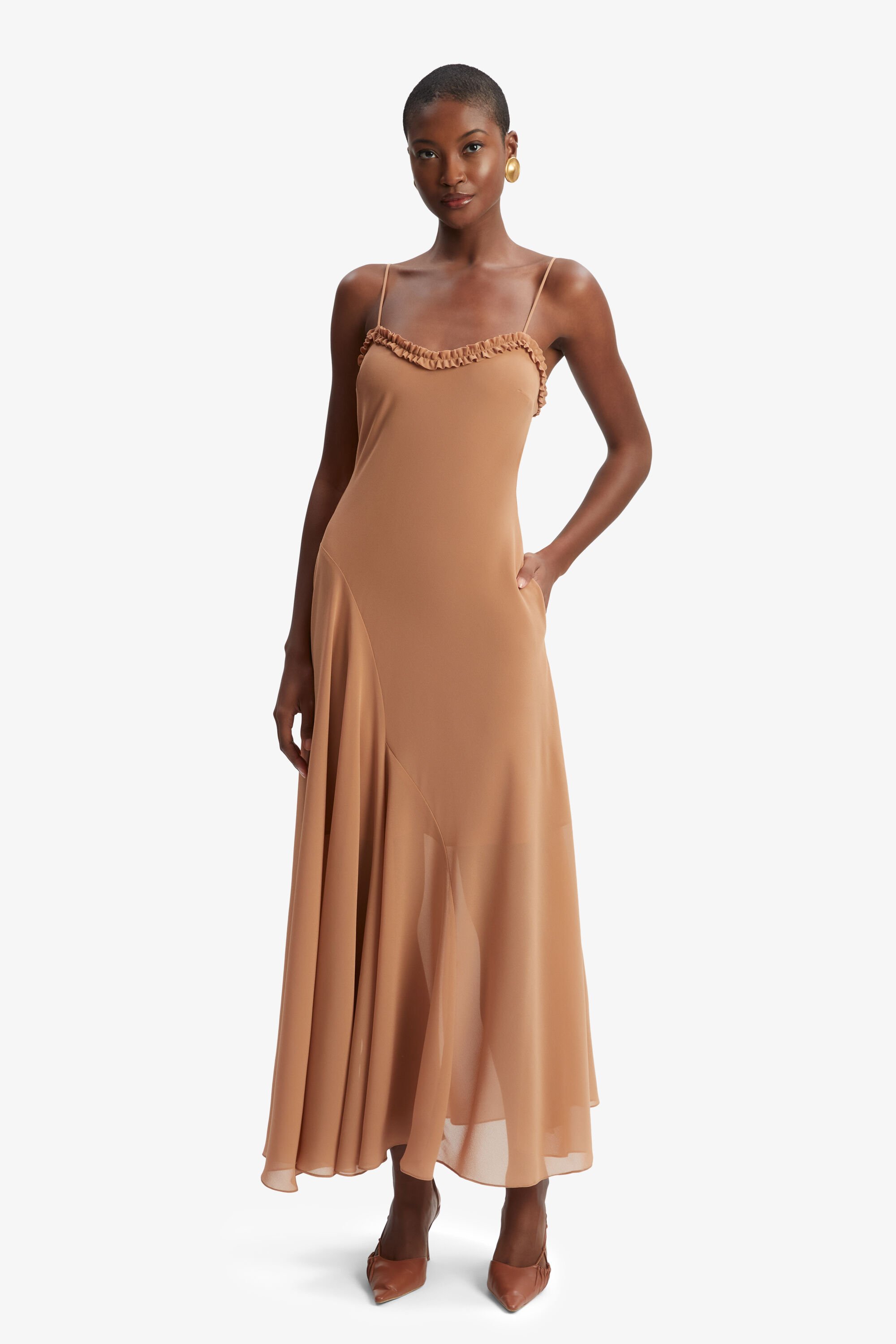 Bardot frill maxi dress cheap