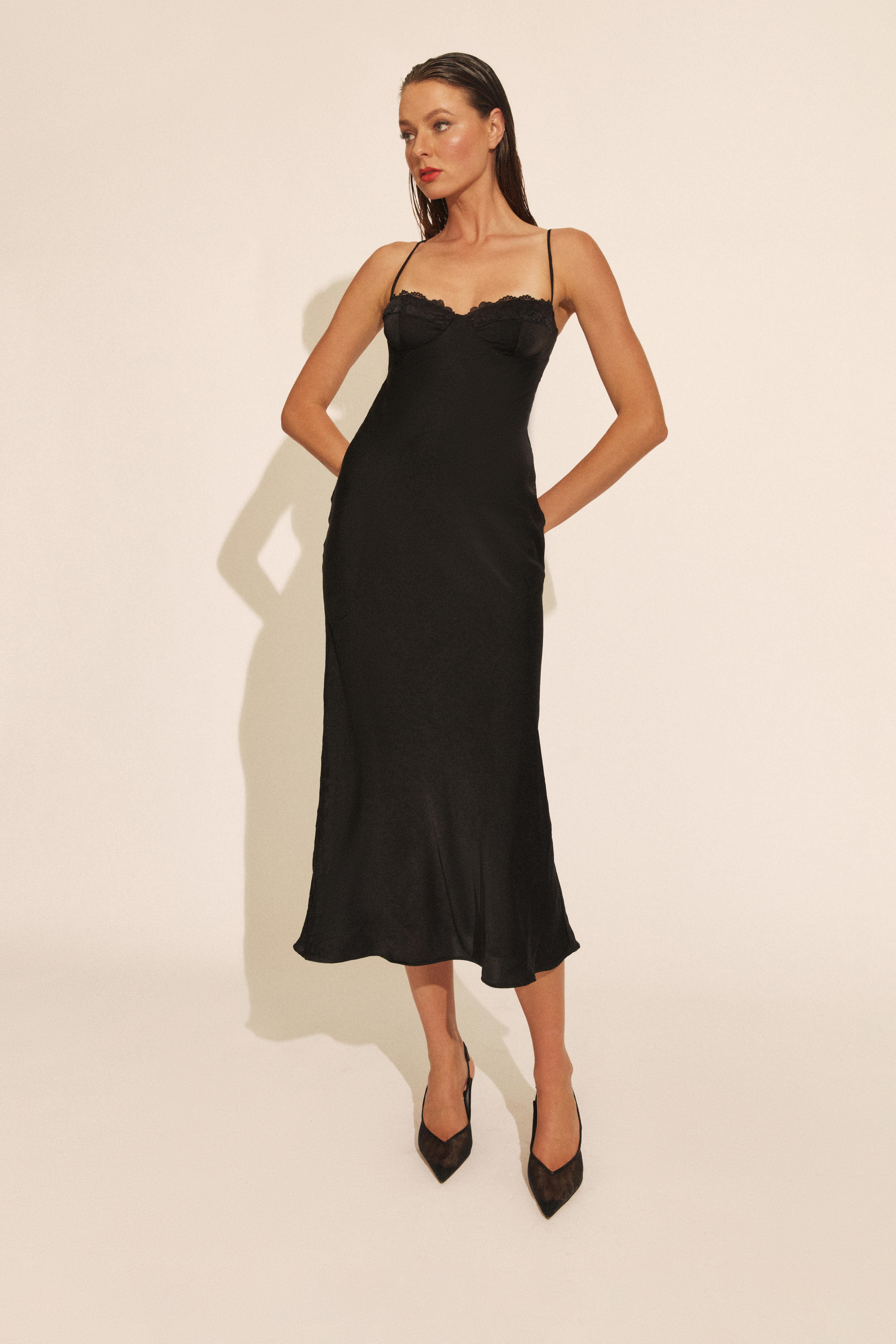 Sabina Midi Dress In Black Bardot