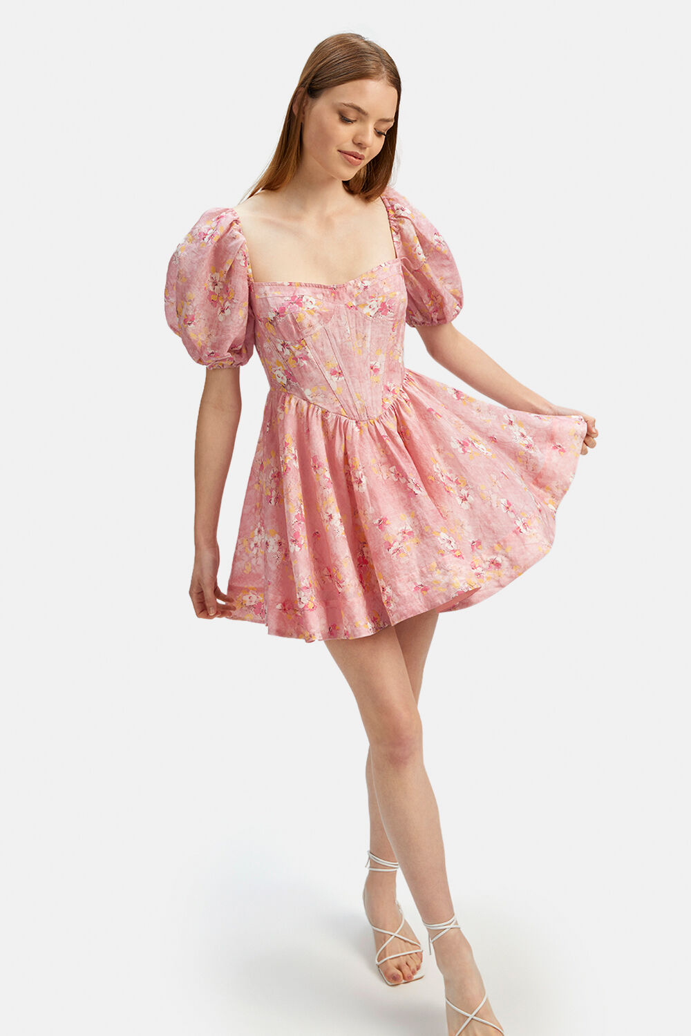 KIAH CORSET MINI DRESS in colour PINK T DYE
