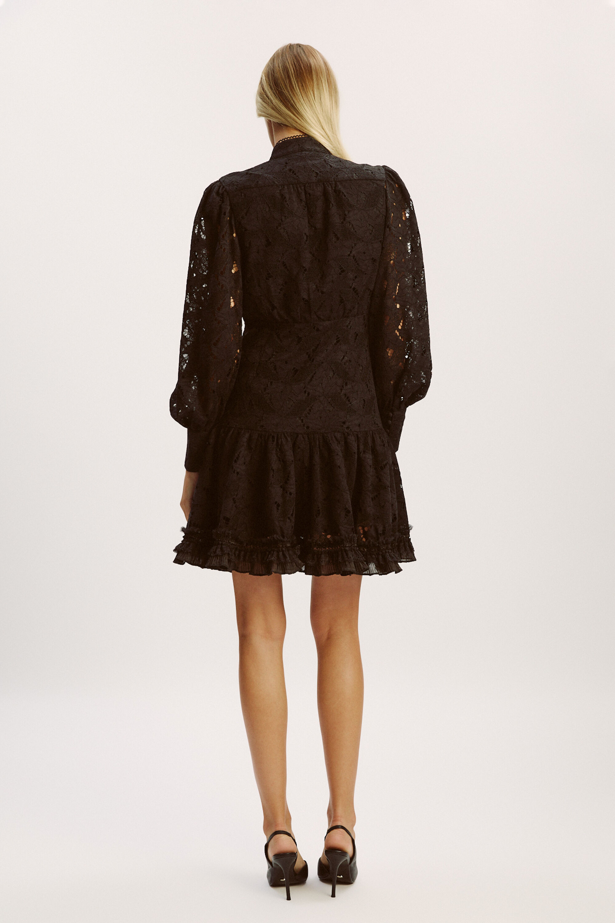 Olessia Lace Mini Dress In Black | Bardot