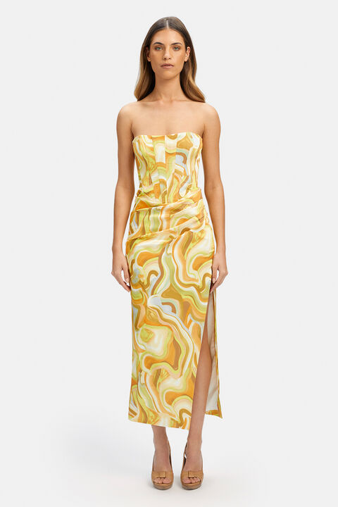 TIANI MIDI DRESS in colour SPECTRA YELLOW
