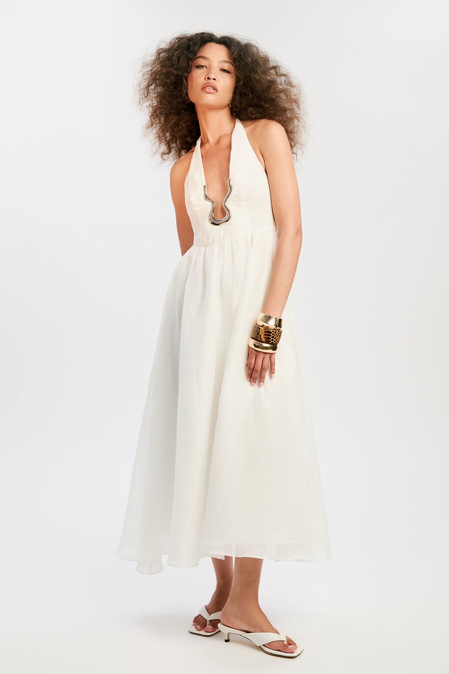 Cavarly Ramie Halter Dress