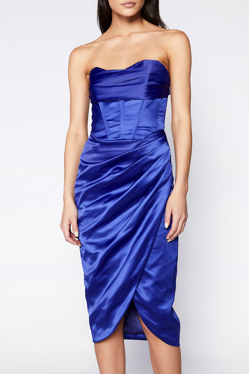 JAMILA CORSET DRESS in colour BRIGHT COBALT