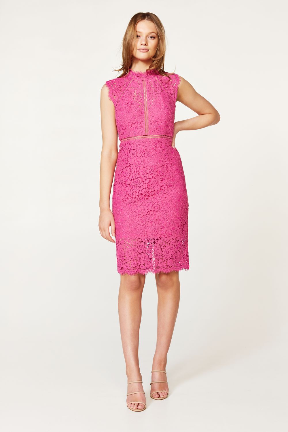 Bardot pink lace dress 2025