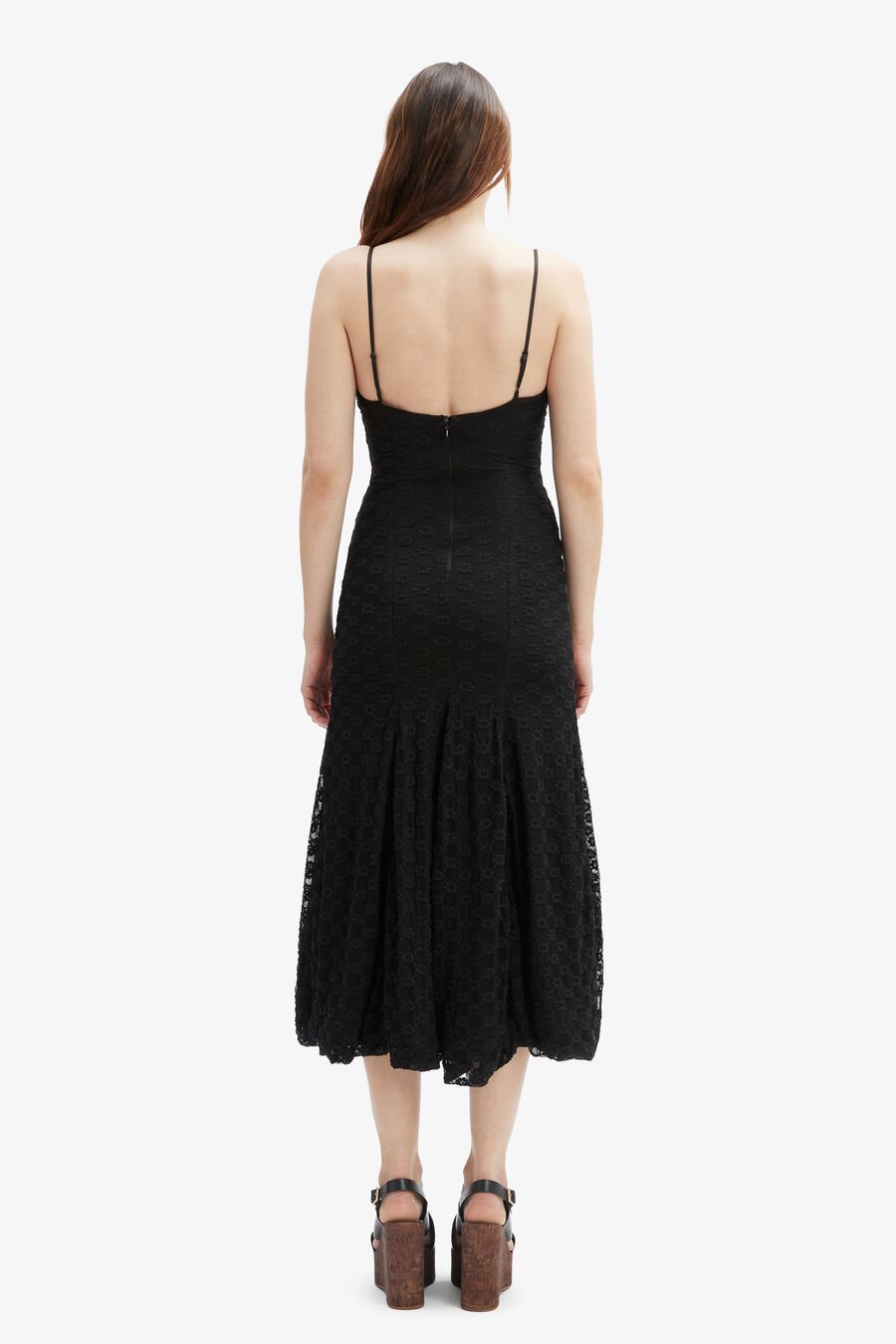 DELANEY LACE MIDI DRESS in colour BLACK