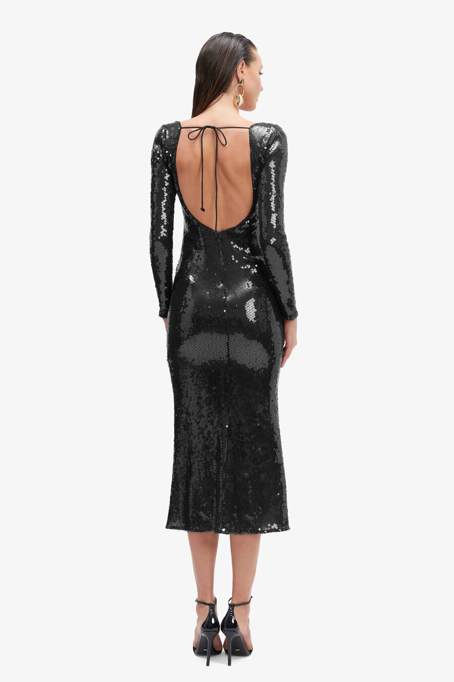 VERONA SEQUIN MAXI DRESS in colour BLACK