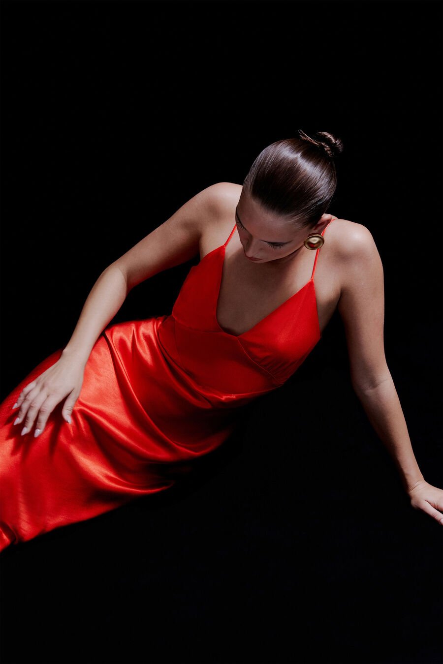 CAPRI SLIP DRESS in colour FIRE RED