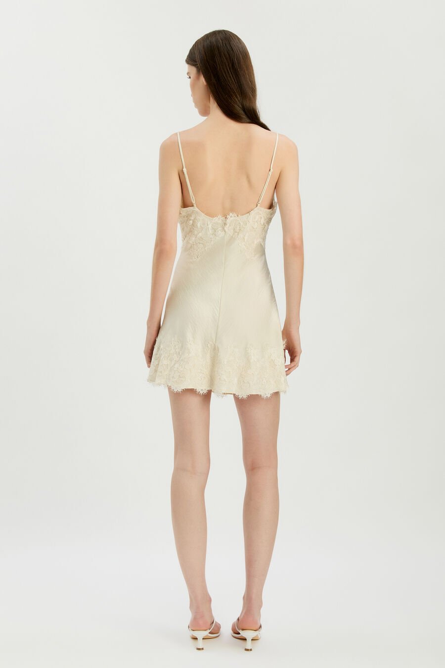 ALERIE LACE SATIN MINI DRESS in colour Ivory