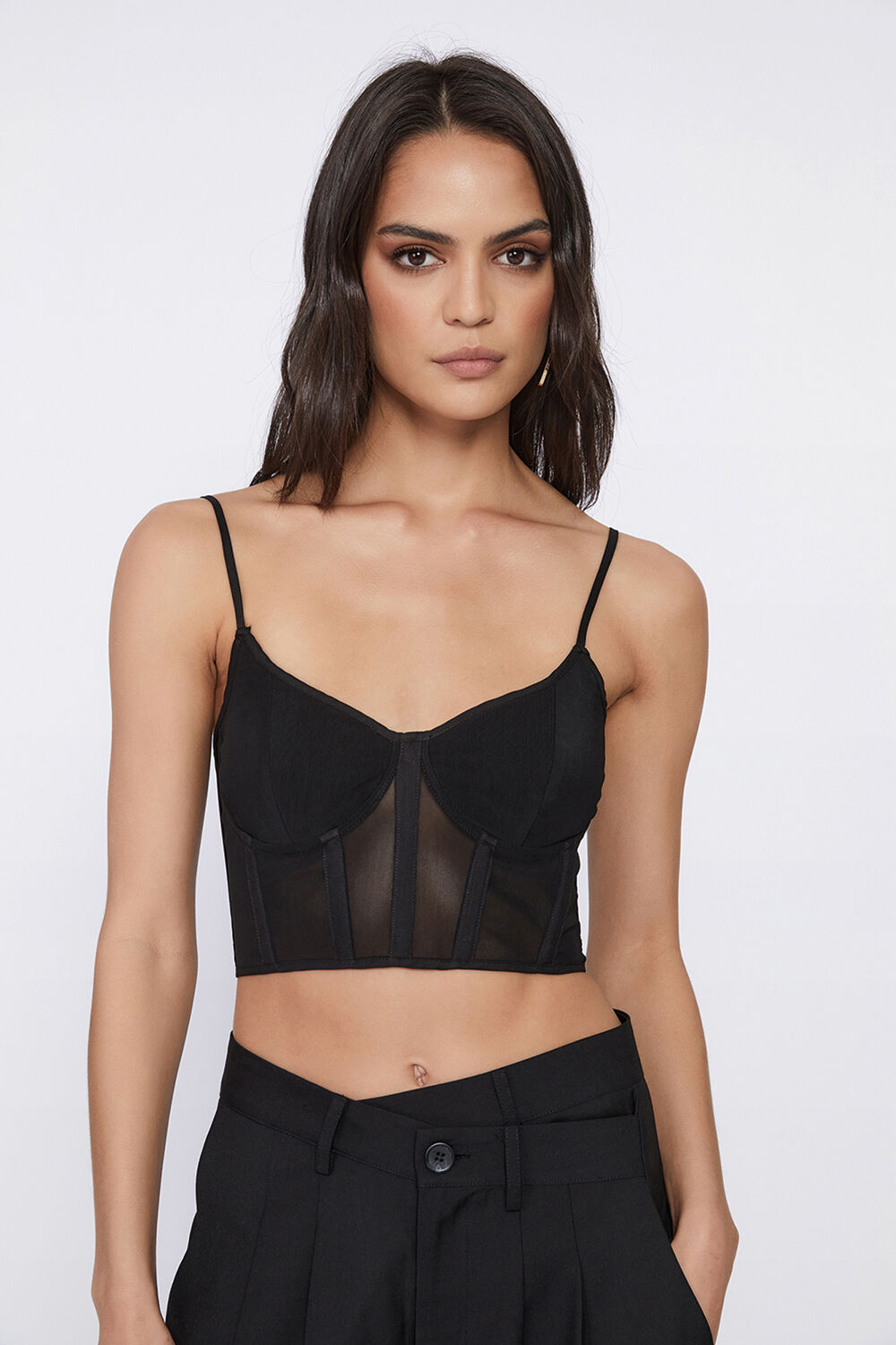 Black mesh corset top deals