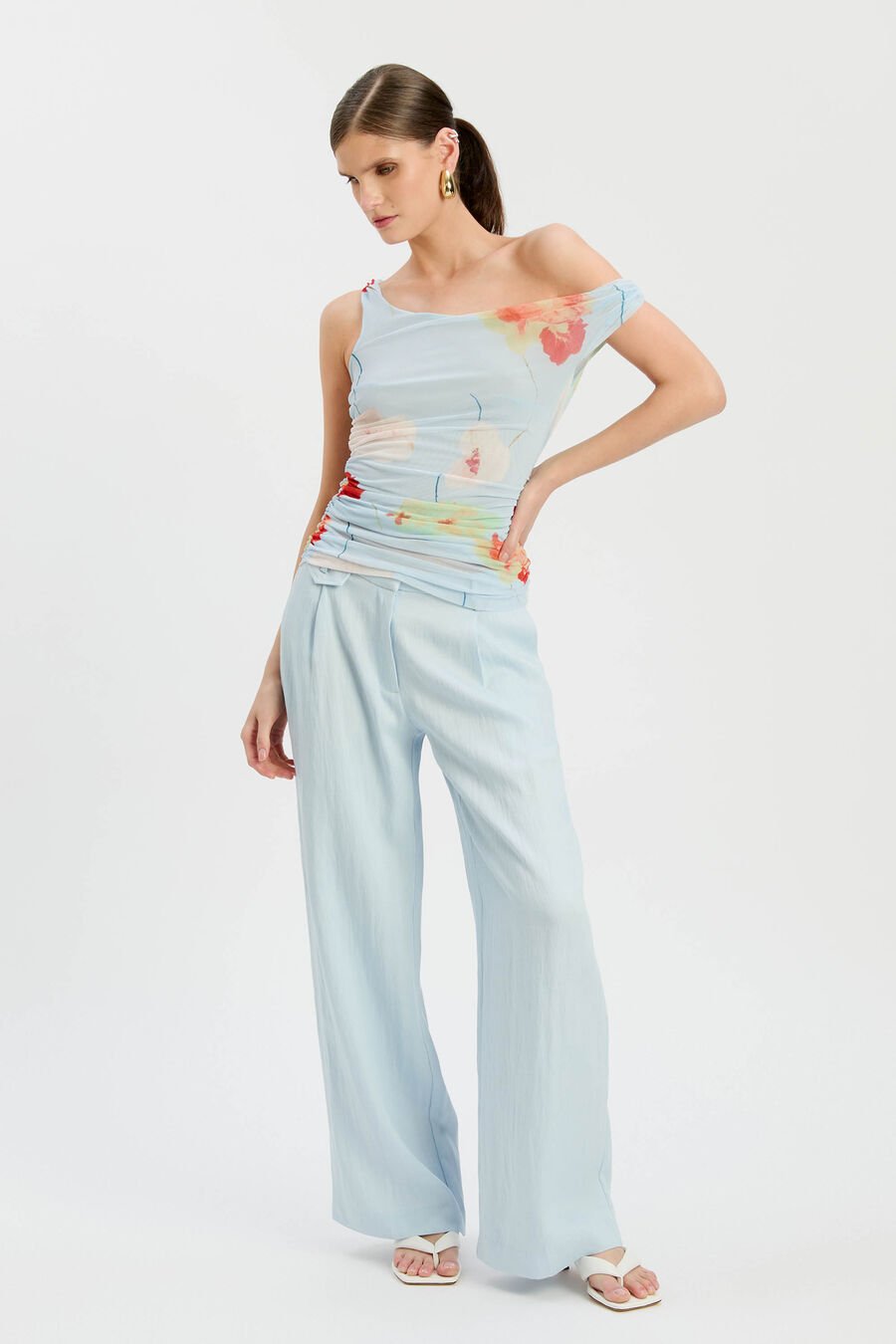 Layana Printed Mesh Asym Top