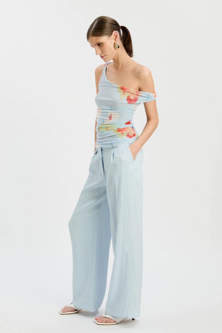 Layana Printed Mesh Asym Top