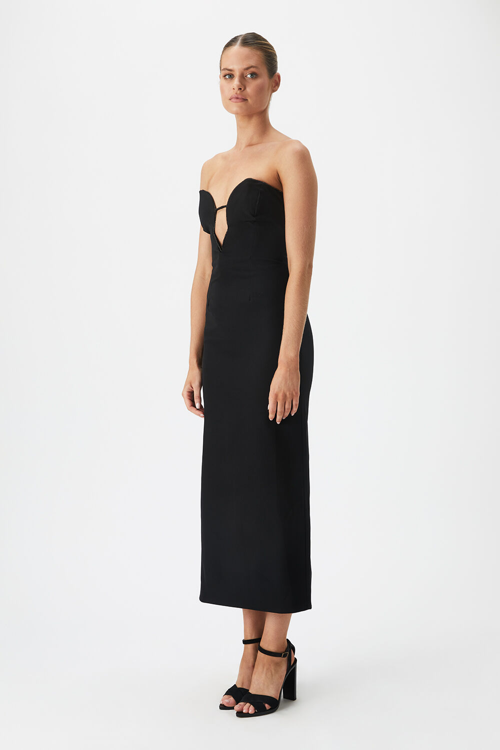 LILAH MIDI DRESS in colour CAVIAR