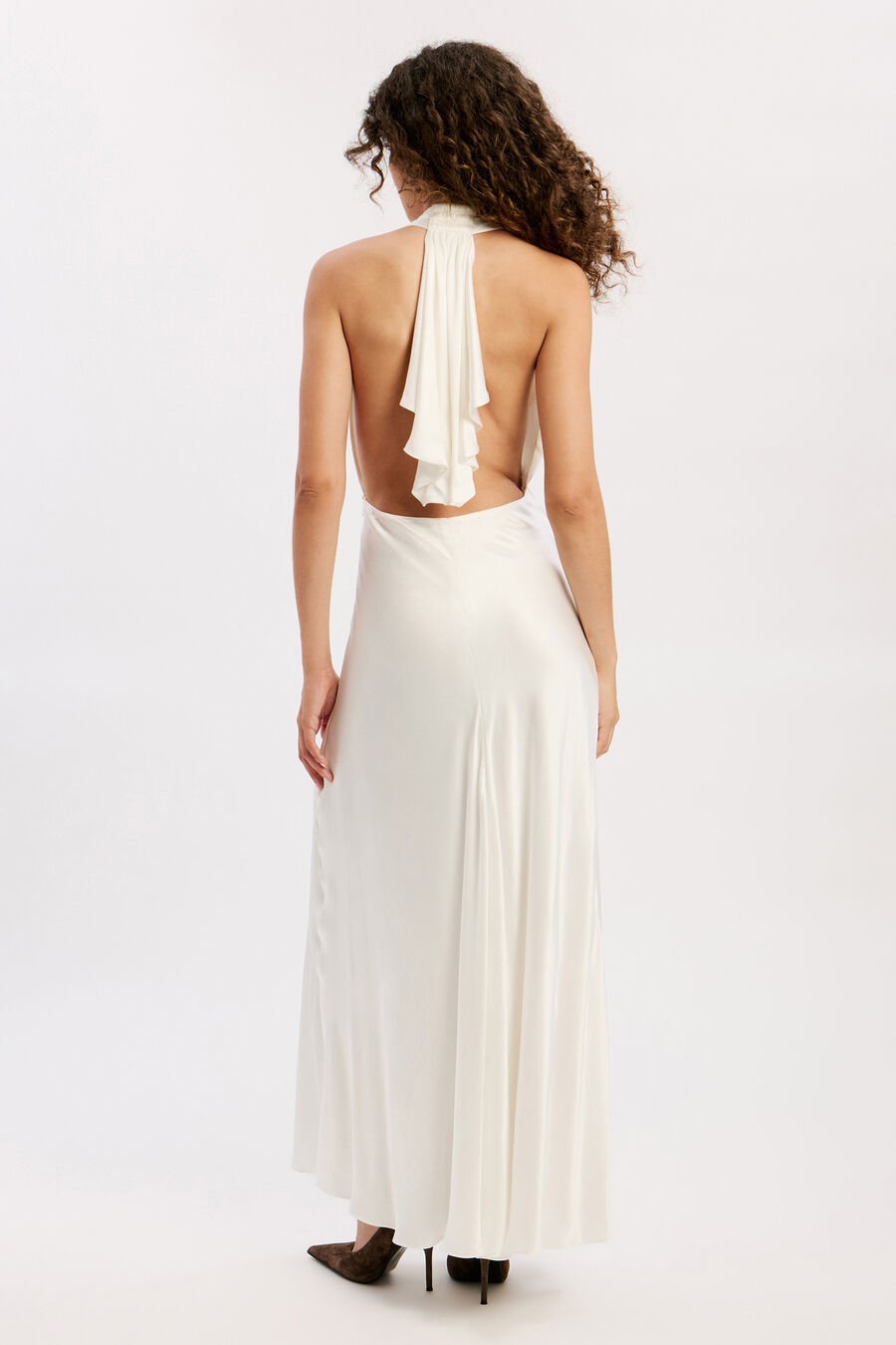 THENA HALTER NECK MAXI DRESS in colour Ivory