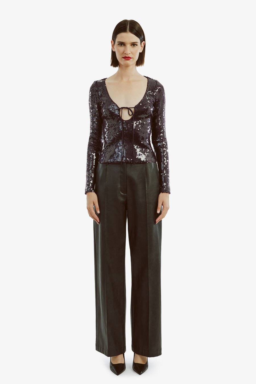 VERONA SEQUIN TOP in colour PURPLE