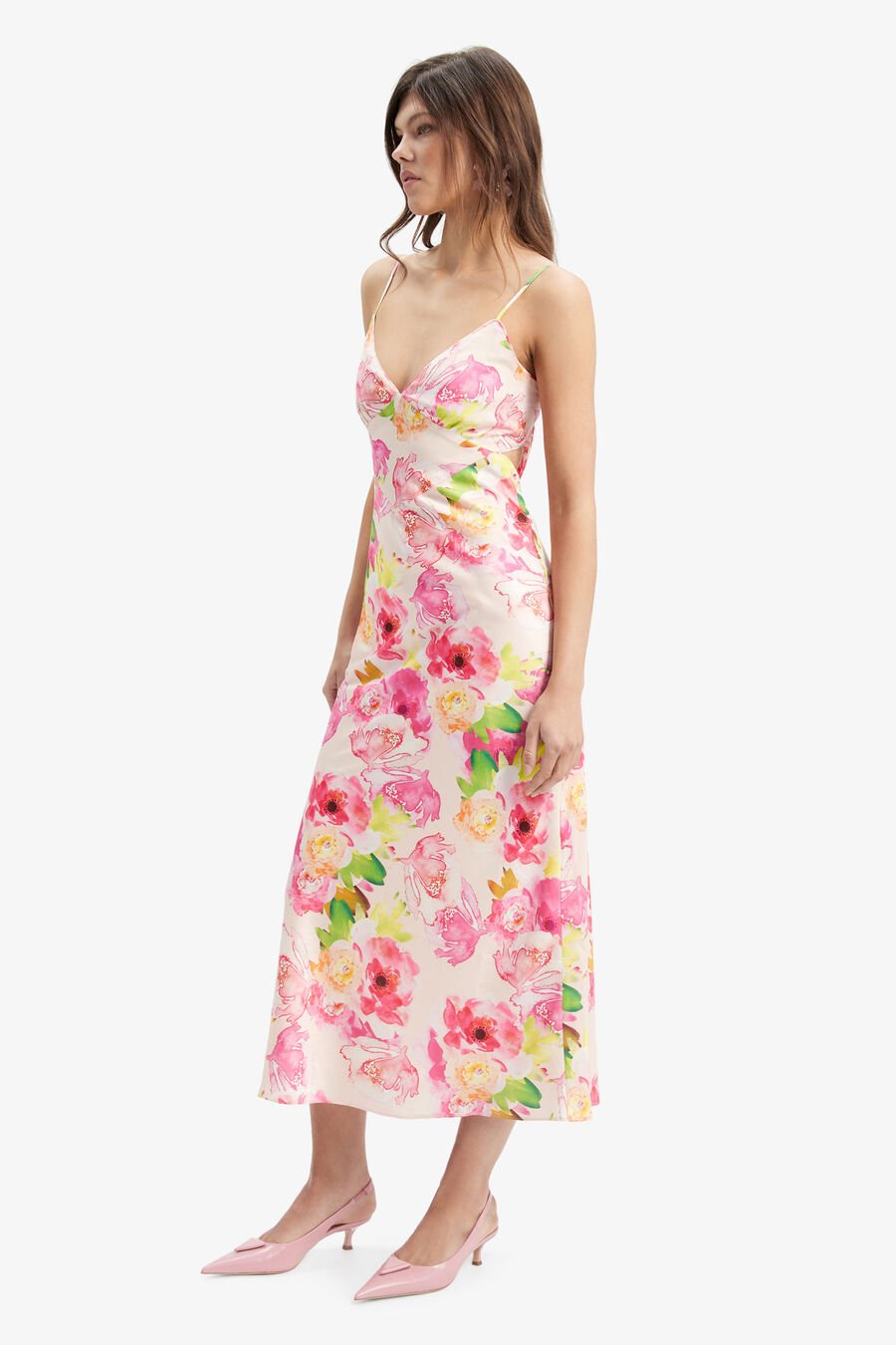 MALINDA SLIP DRESS in colour WATER FLOR