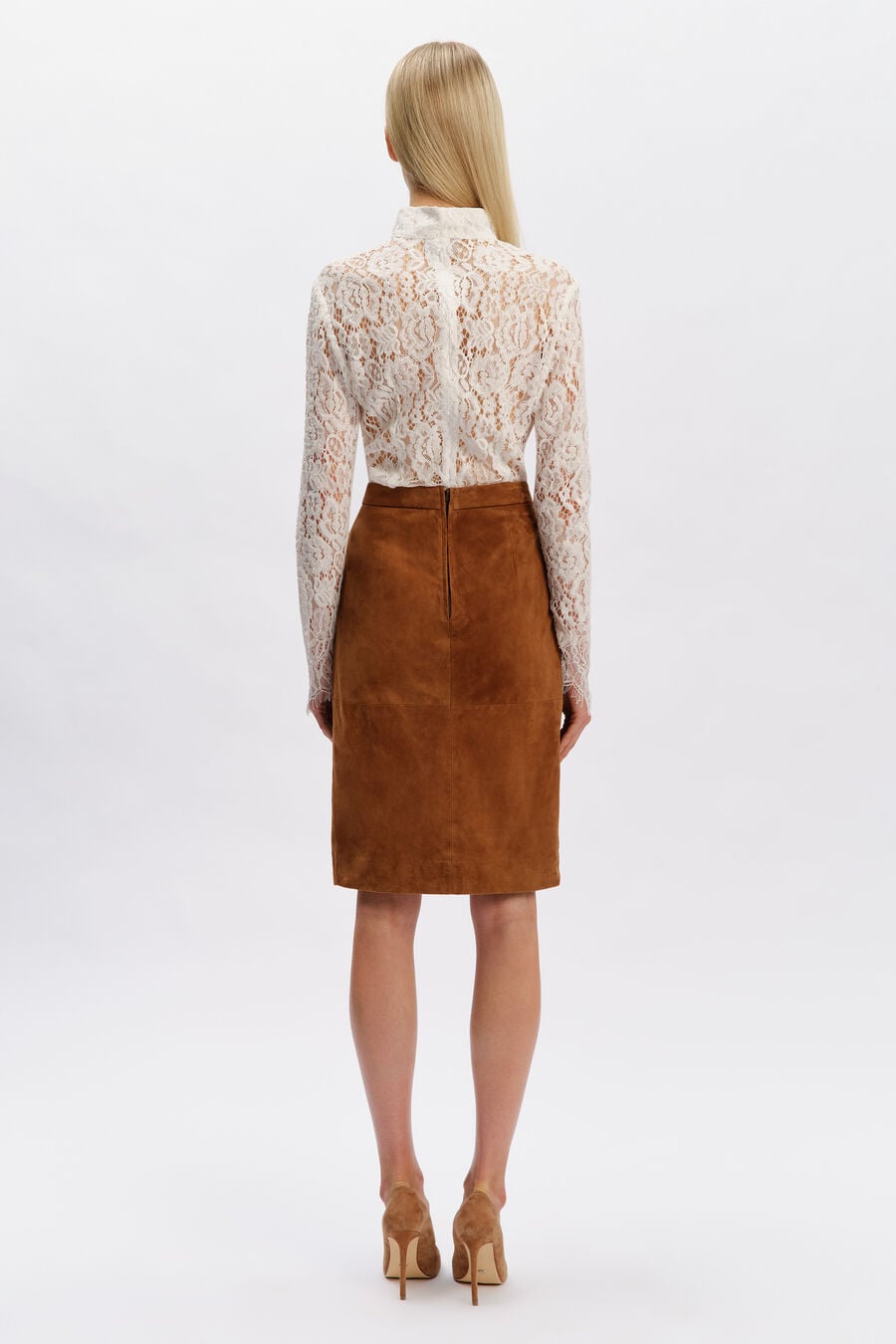 Rheba Genuine Suede Midi Skirt