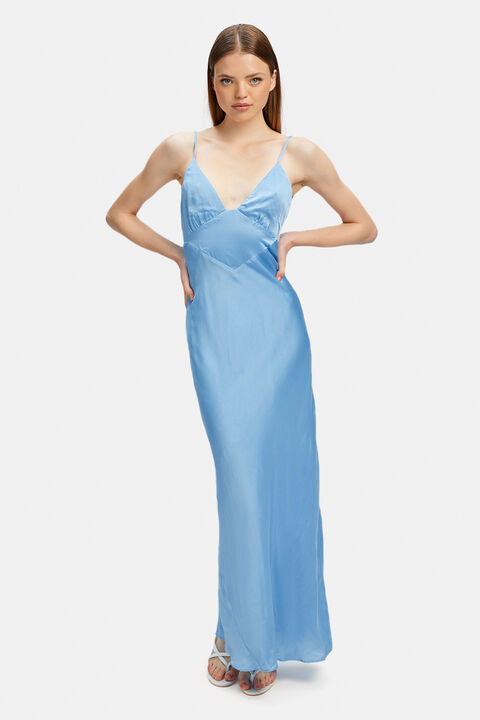 Wintour Midi Slip Dress in Blue Bird