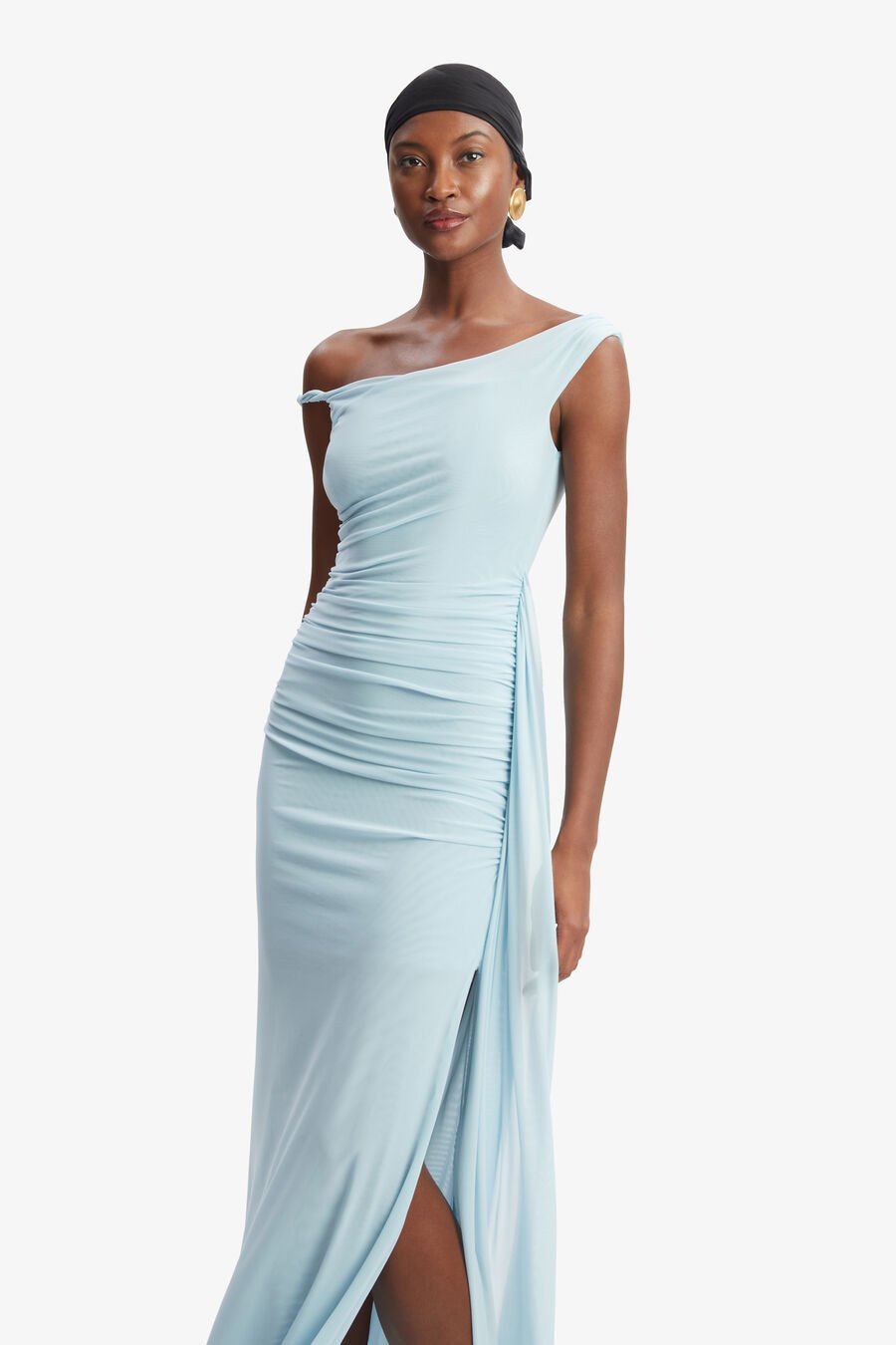 LAYANA ASYM MAXI DRESS in colour LIGHT BLUE