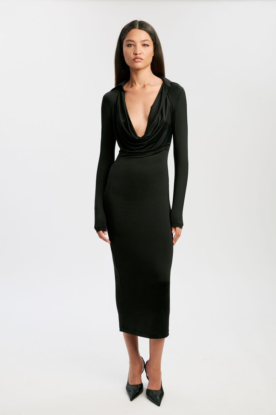 LOREL MIDI DRESS in colour BLACK