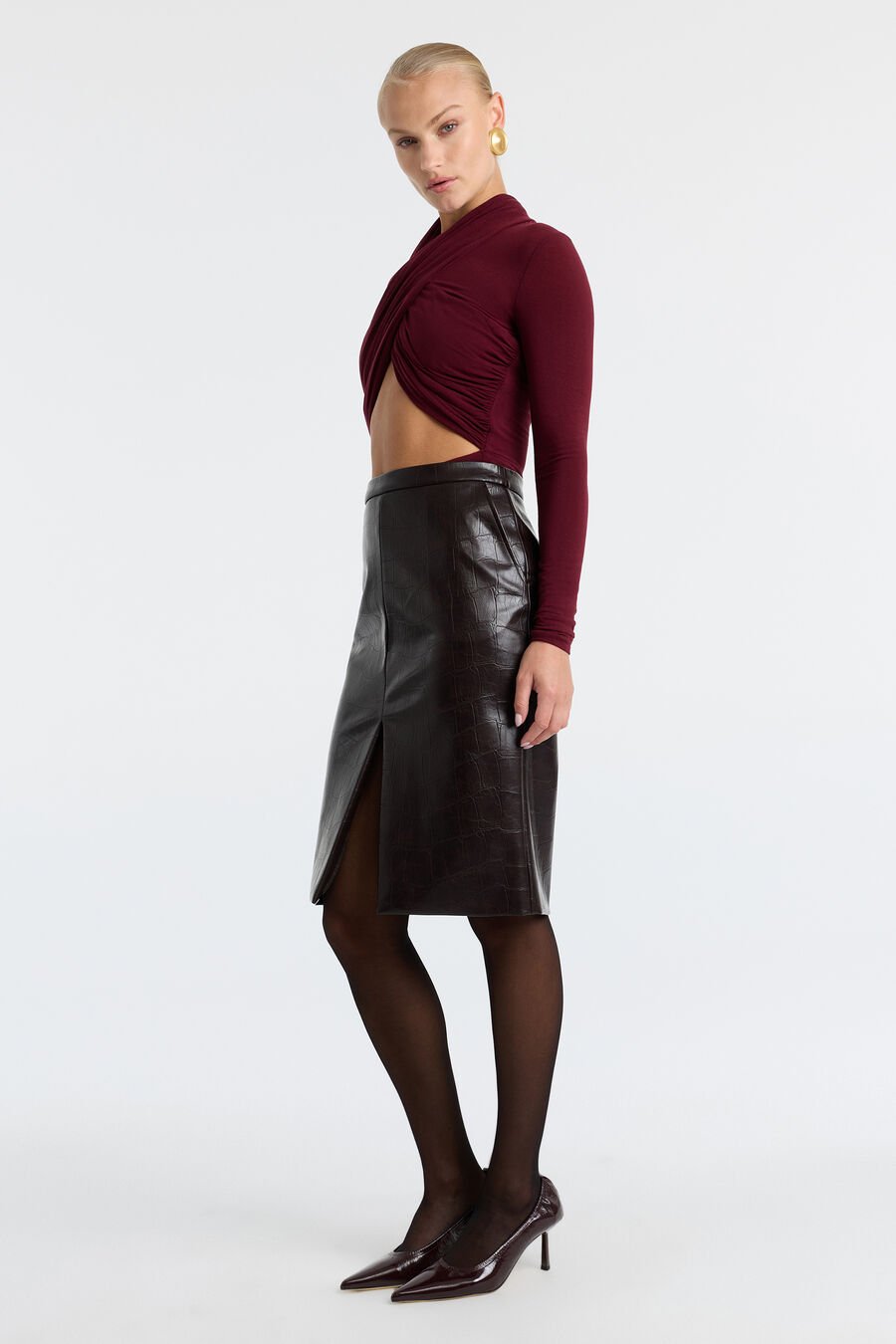 Rheba Vegan Croc Leather Skirt