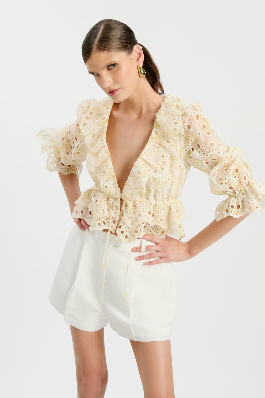 Naomi Drawcord Broderie Blouse
