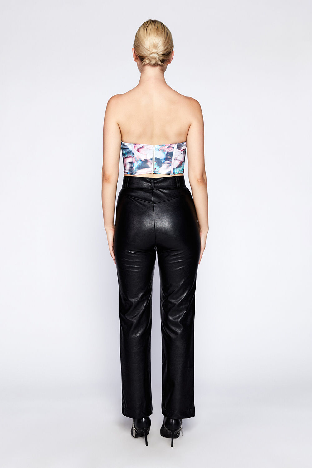 CLEO VEGAN LEATHER PANT in colour CAVIAR