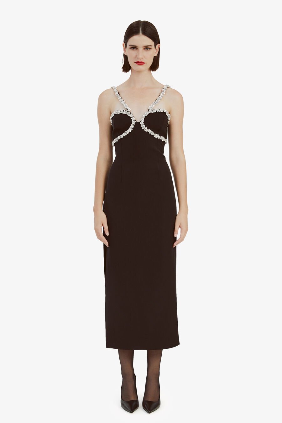 AMALIA DIAMANTE MIDI DRESS in colour BLACK