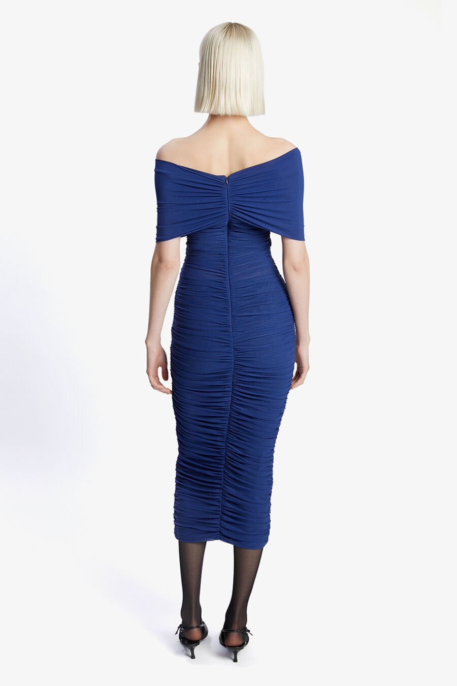 VESPERA MESH MIDI DRESS in colour ROYAL BLUE