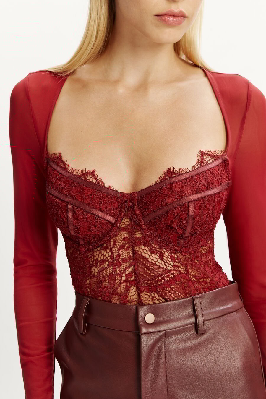 Farrah Lace Mesh Bodysuit