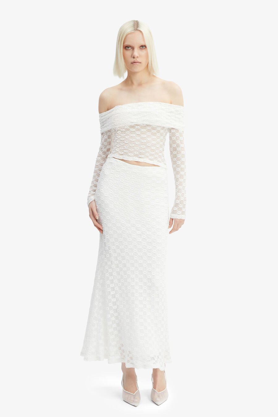 ADONI OFF THE SHOULDER TOP in colour ORCHIDWHT