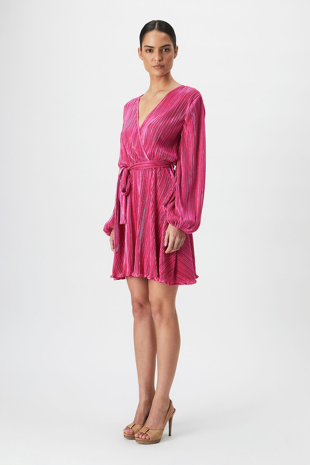 BELLISSA PLEAT DRESS in colour AZALEA PINK