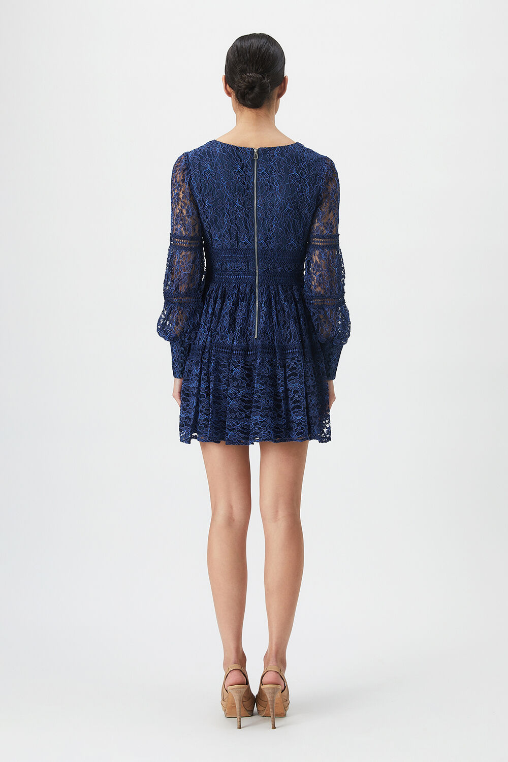 VENICE LACE MINI DRESS in colour BLACK IRIS