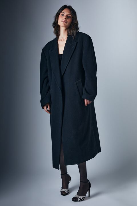 CLASSIC OVERSIZED COAT in colour CAVIAR