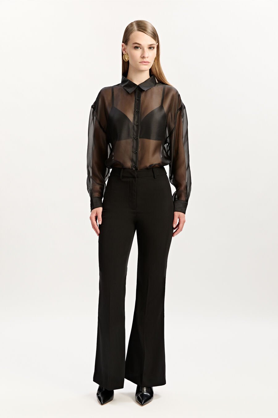 HALIFAX SLIM FLARE PANT in colour BLACK