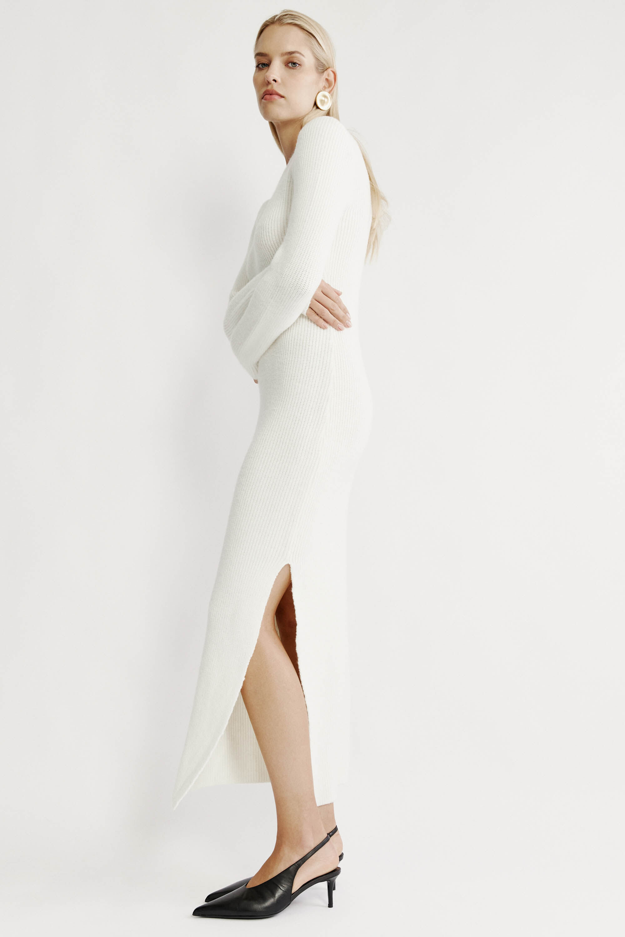 fitted lace wedding dress Mioliknya Women Sweater Dress Ribbed Long Sleeve Crewneck Knit Slim Fit  Bodycon Maxi Dress (A-White, S) at Amazon Women's Clothing store main image 1