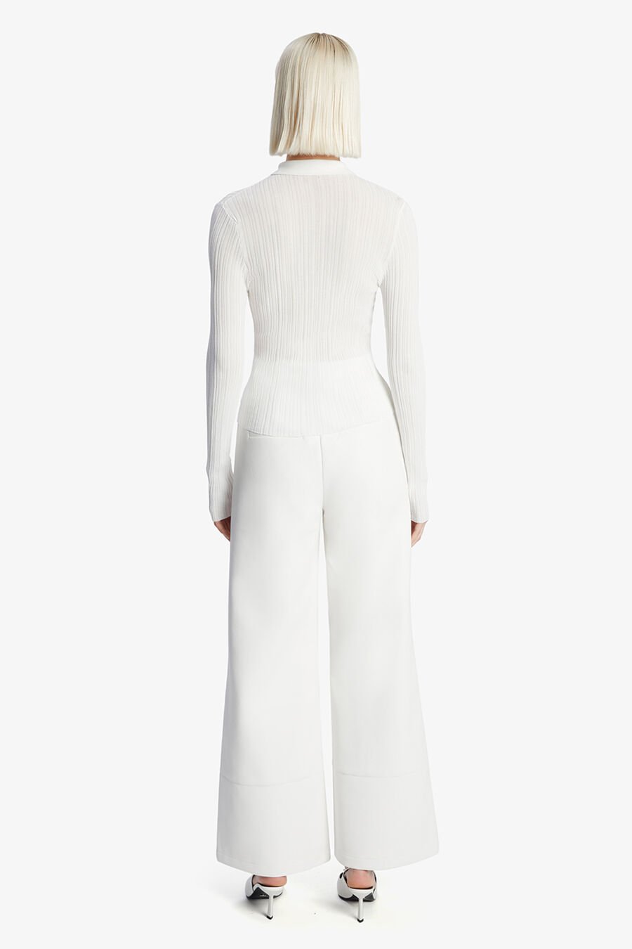 MARLOWE PU WIDE LEG PANT in colour ORCHIDWHT