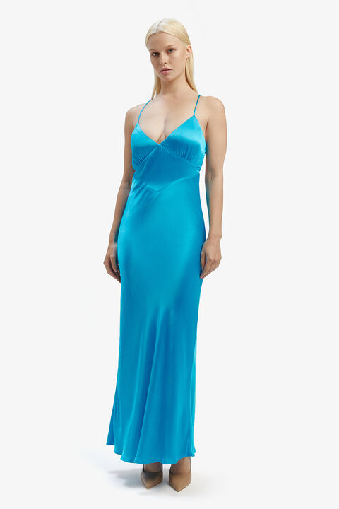 MADELYN MIDI SLIP DRESS in colour MIDNIGHT NAVY