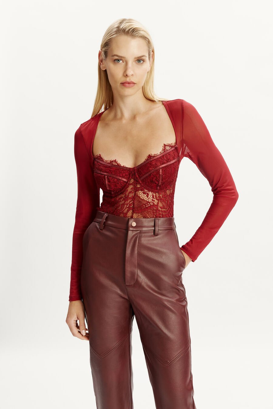 Farrah Lace Mesh Bodysuit