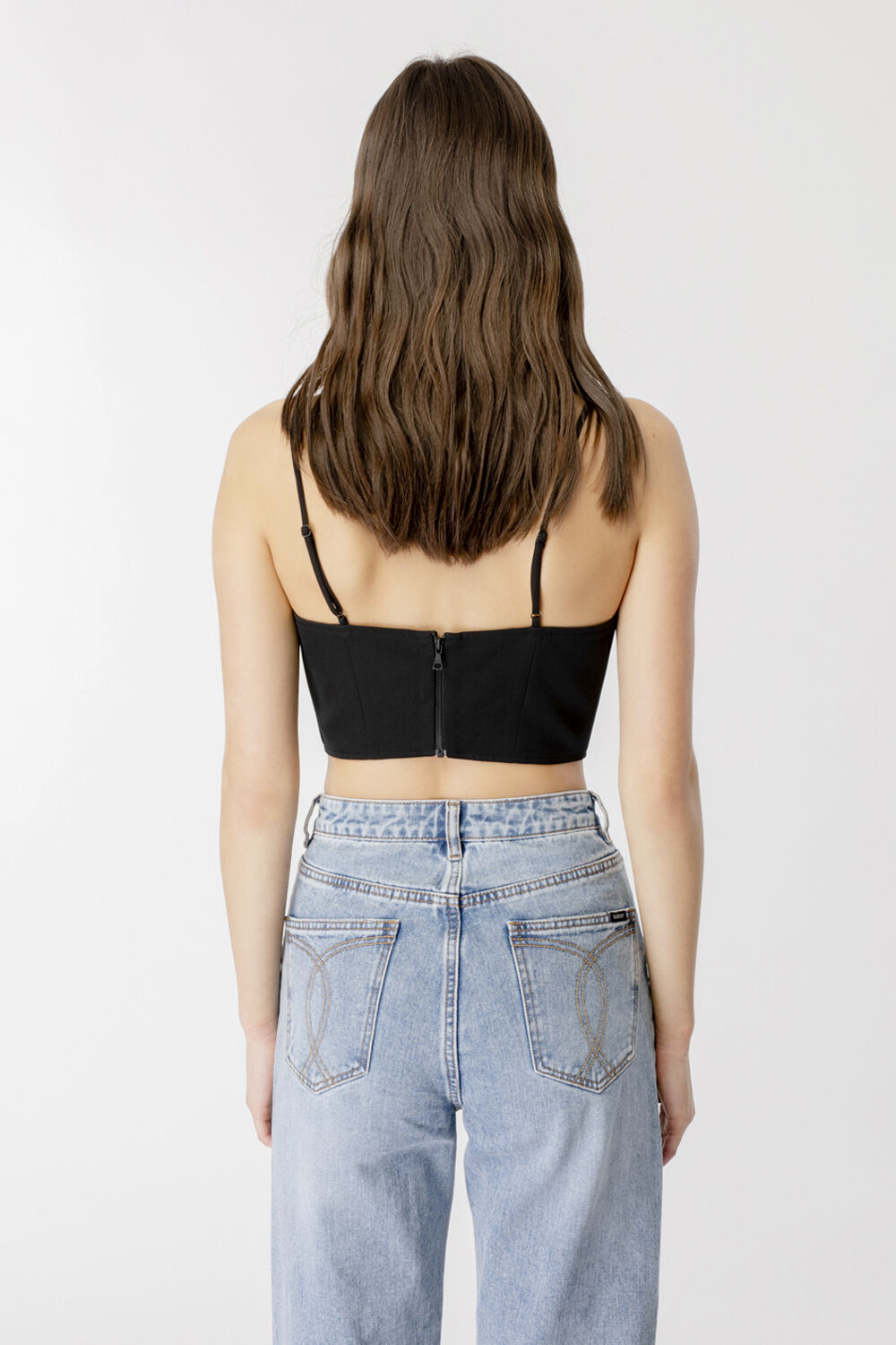 TAMSIN LACE CORSET TOP in colour CAVIAR